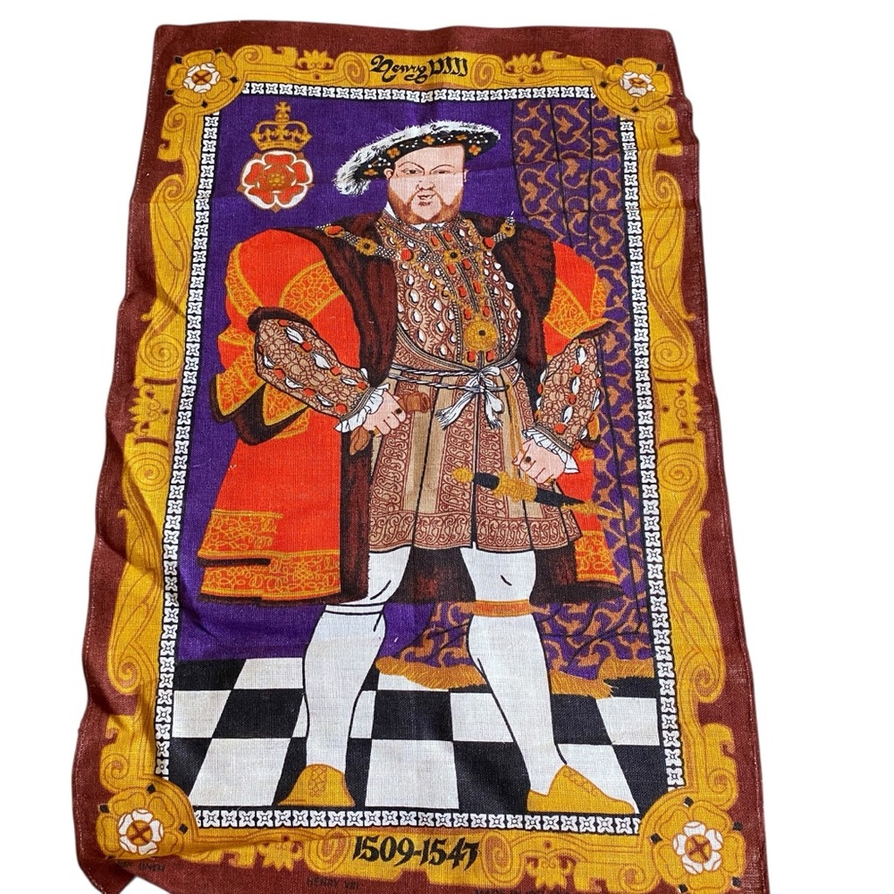 Vintage Irish Ulster Linen Tea Towel King Henry VIII